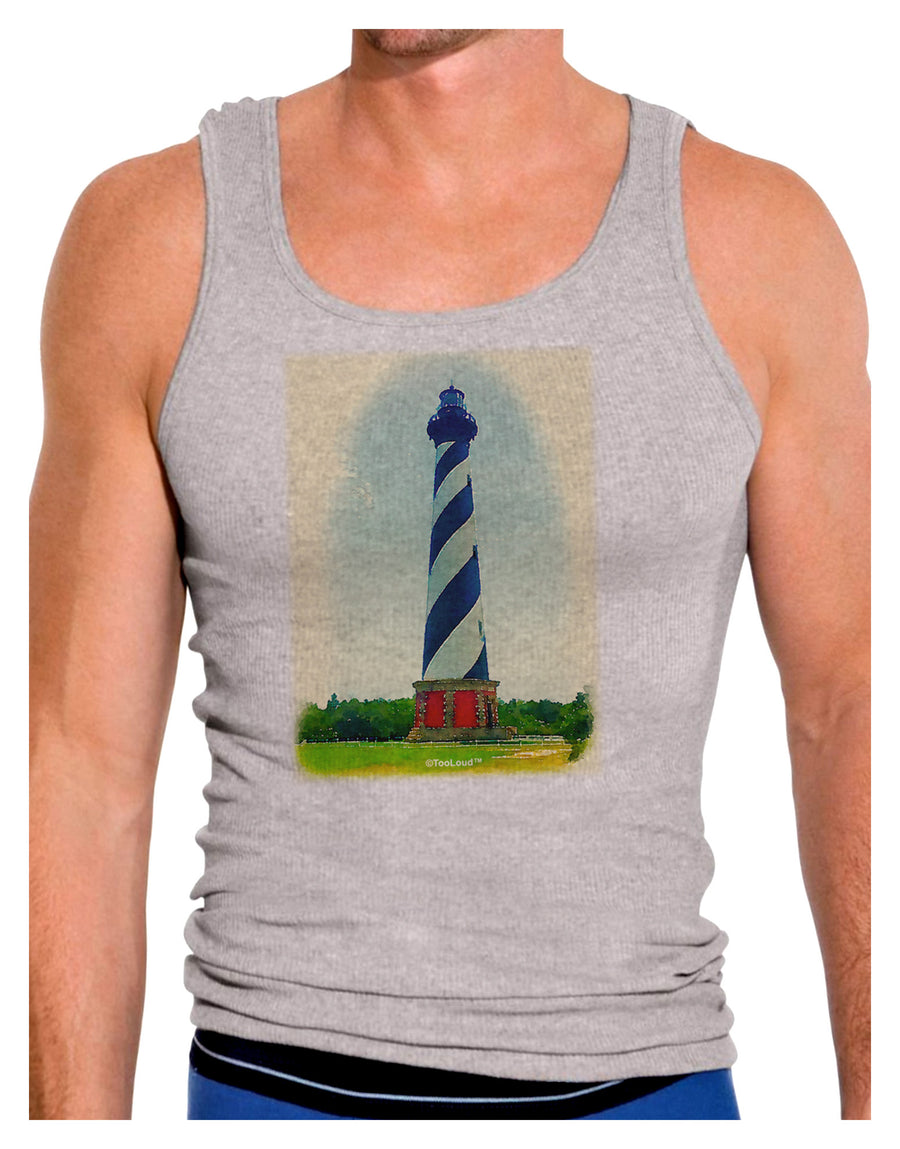 Watercolor Lighthouse 1 Mens Ribbed Tank Top-Mens Ribbed Tank Top-TooLoud-White-Small-Davson Sales