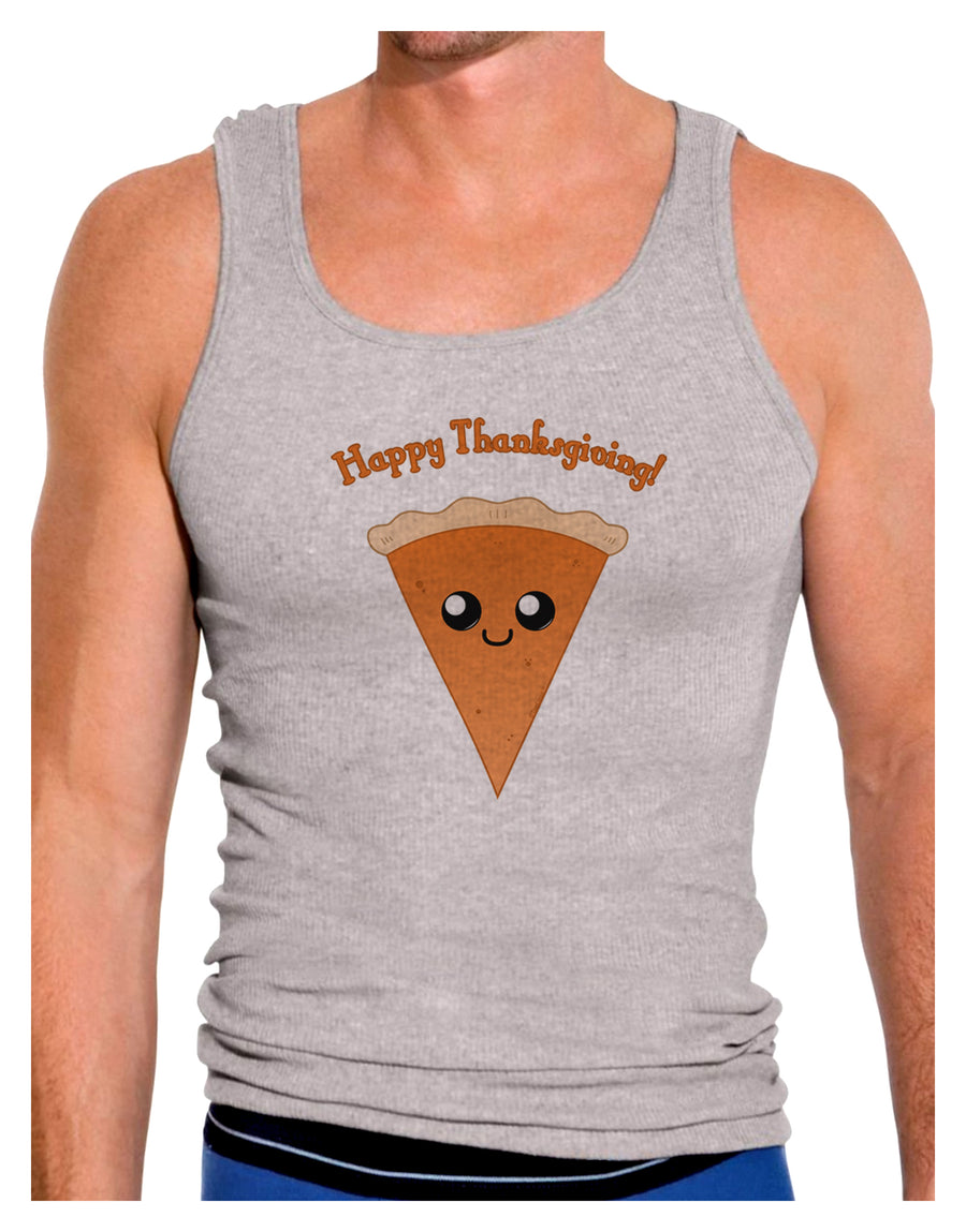 Cute Pie Slice- Happy Thanksgiving Mens Ribbed Tank Top-Mens Ribbed Tank Top-TooLoud-White-Small-Davson Sales