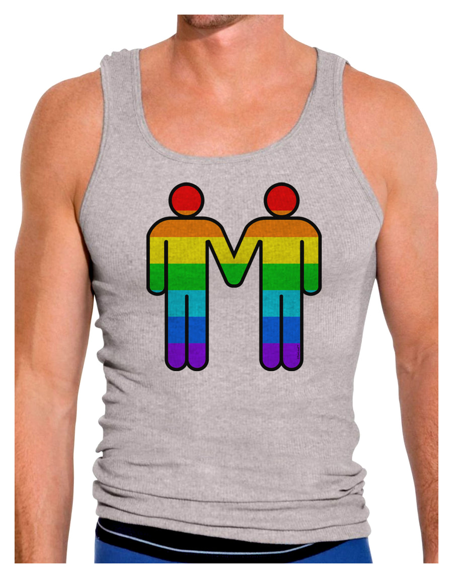 Rainbow Gay Men Holding Hands Mens Ribbed Tank Top-TooLoud-White-Small-Davson Sales