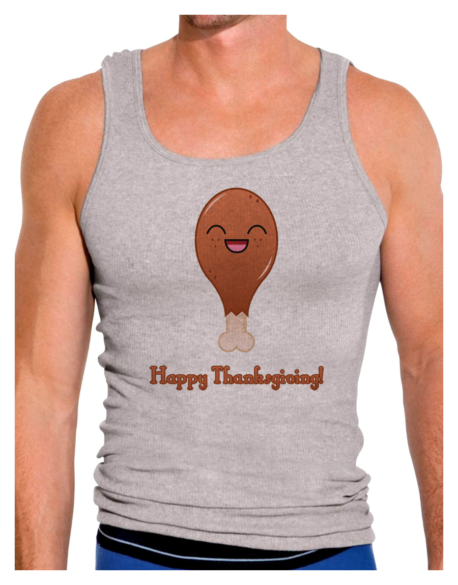 Cute Turkey Leg - Happy Thanksgiving Mens Ribbed Tank Top-Mens Ribbed Tank Top-TooLoud-White-Small-Davson Sales