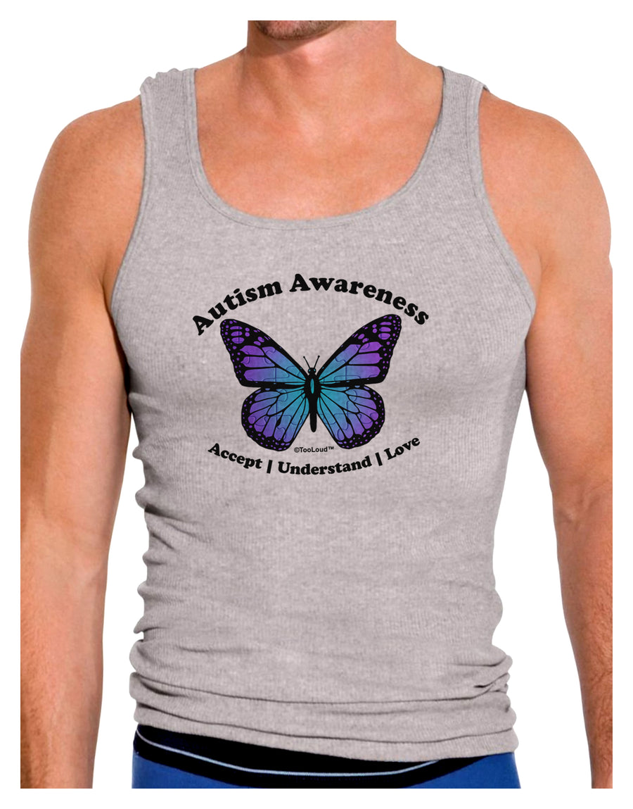 Autism Awareness - Puzzle Piece Butterfly Mens Ribbed Tank Top-Mens Ribbed Tank Top-TooLoud-White-Small-Davson Sales