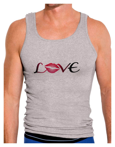 Love Kiss Mens Ribbed Tank Top-Mens Ribbed Tank Top-TooLoud-Heather-Gray-Small-Davson Sales