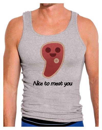 Steak - Nice to Meat You Mens Ribbed Tank Top-Mens Ribbed Tank Top-TooLoud-Heather-Gray-Small-Davson Sales