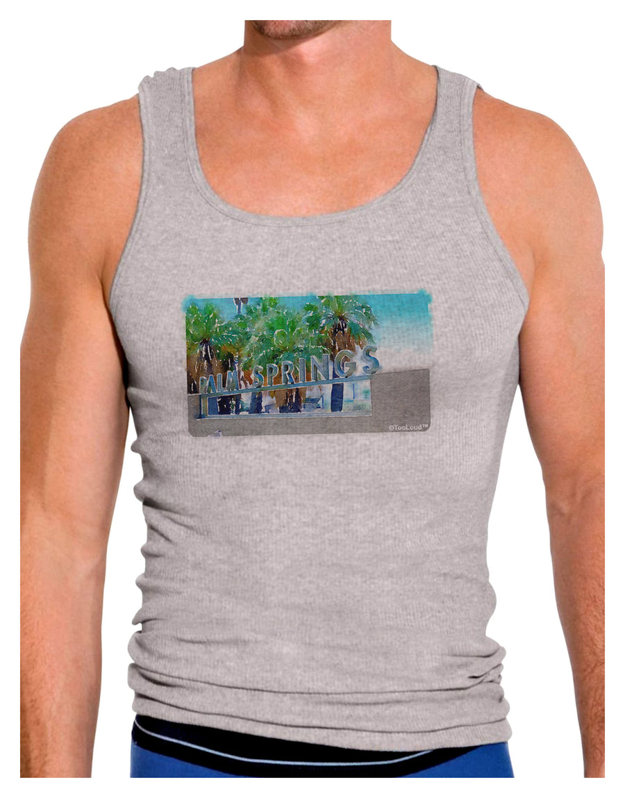 Palm Springs Watercolor Mens Ribbed Tank Top-Mens Ribbed Tank Top-TooLoud-White-Small-Davson Sales