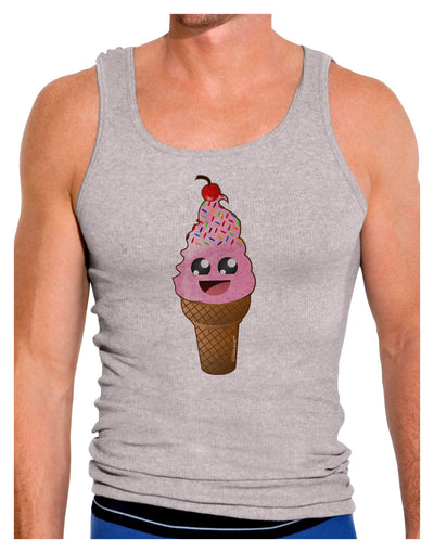 Cute Ice Cream Cone Mens Ribbed Tank Top-Mens Ribbed Tank Top-TooLoud-Heather-Gray-Small-Davson Sales
