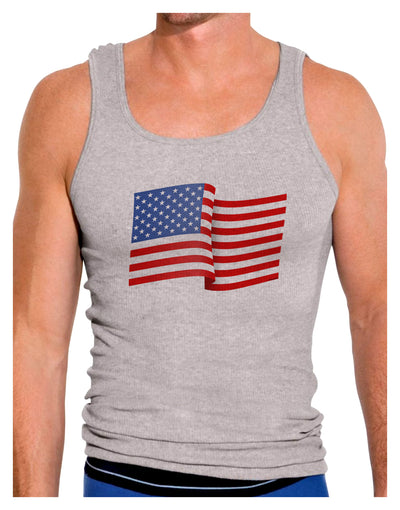 Patriotic Waving USA American Flag Mens Ribbed Tank Top