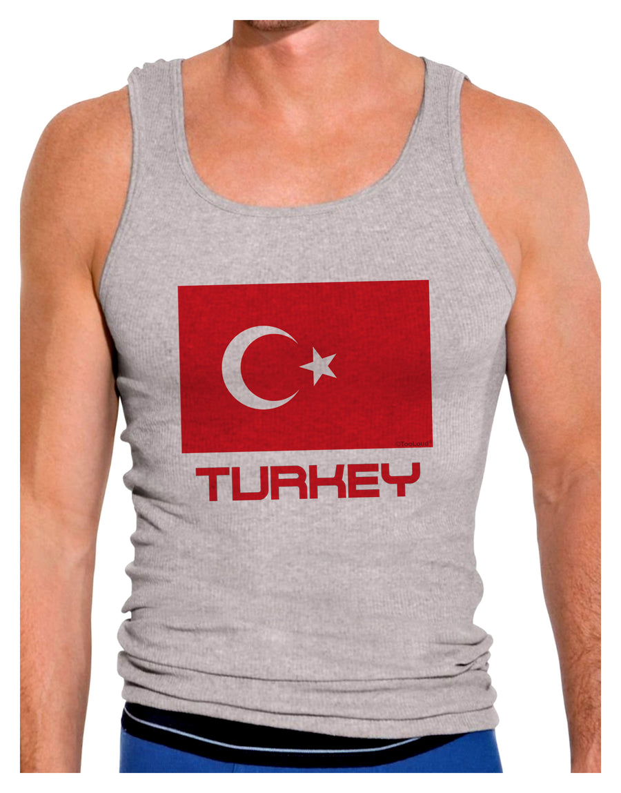 Turkey Flag with Text Mens Ribbed Tank Top by TooLoud-Mens Ribbed Tank Top-TooLoud-White-Small-Davson Sales
