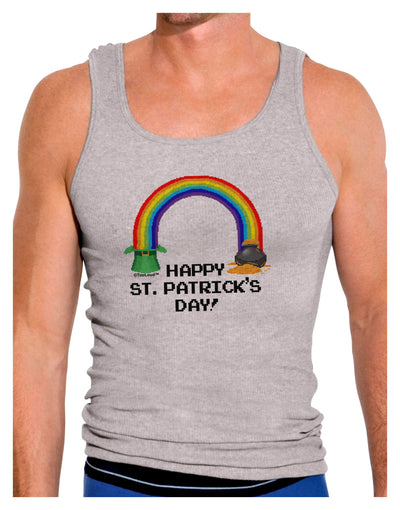 Pixel Pot of Gold St Patrick Text Mens Ribbed Tank Top-Mens Ribbed Tank Top-TooLoud-Heather-Gray-Small-Davson Sales