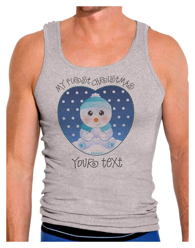 Personalized My First Christmas Snowbaby Blue Mens Ribbed Tank Top-Mens Ribbed Tank Top-TooLoud-Heather-Gray-Small-Davson Sales