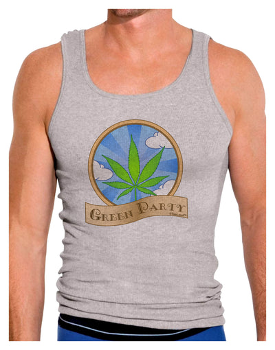 Green Party Symbol Mens Ribbed Tank Top-Mens Ribbed Tank Top-TooLoud-Heather-Gray-Small-Davson Sales