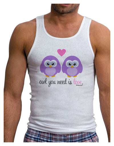 Owl You Need Is Love - Purple Owls Mens Ribbed Tank Top by TooLoud-Mens Ribbed Tank Top-TooLoud-White-Small-Davson Sales