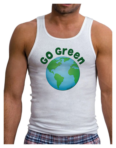 Go Green - Planet Earth Mens Ribbed Tank Top-Mens Ribbed Tank Top-TooLoud-White-Small-Davson Sales