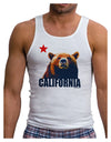 California Republic Design - Grizzly Bear and Star Mens Ribbed Tank Top by TooLoud-Mens Ribbed Tank Top-TooLoud-White-Small-Davson Sales