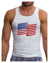 Patriotic Waving USA American Flag Mens Ribbed Tank Top