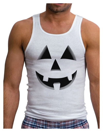 Happy Cute Jack O' Lantern Pumpkin Face Mens Ribbed Tank Top-Mens Ribbed Tank Top-TooLoud-White-Small-Davson Sales