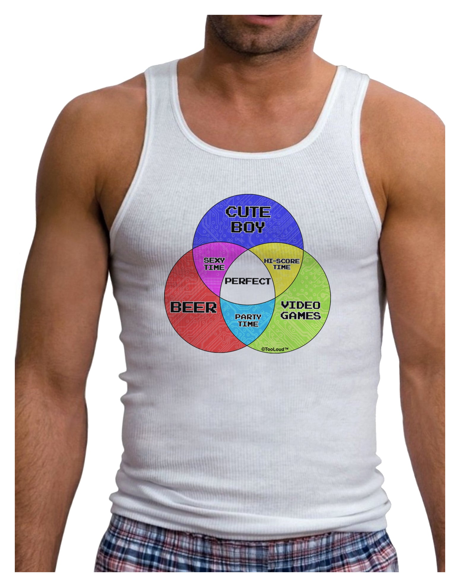 Beer Boy and Games Diagram Mens Ribbed Tank Top-Mens Ribbed Tank Top-TooLoud-White-Small-Davson Sales