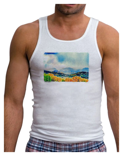 Colorado Mountain Scene Mens Ribbed Tank Top-Mens Ribbed Tank Top-TooLoud-White-Small-Davson Sales