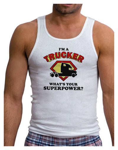 Trucker - Superpower Mens Ribbed Tank Top-Mens Ribbed Tank Top-TooLoud-White-Small-Davson Sales