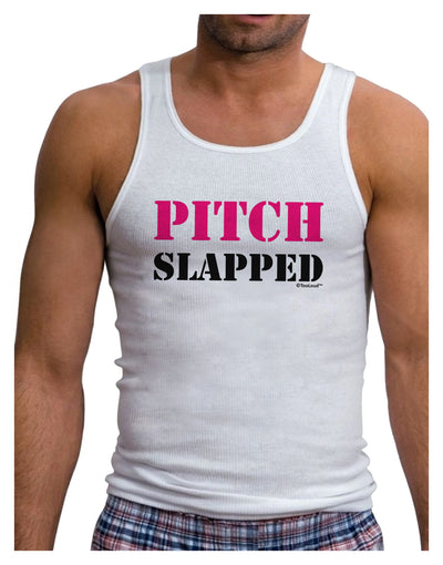 Pitch Slapped - Pink Mens Ribbed Tank Top-Mens Ribbed Tank Top-TooLoud-White-Small-Davson Sales