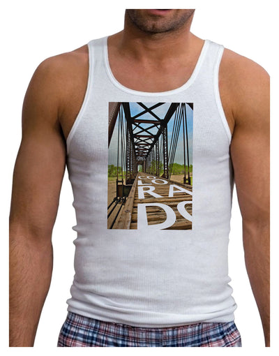 Colorado Bridge Text Mens Ribbed Tank Top-Mens Ribbed Tank Top-TooLoud-White-Small-Davson Sales