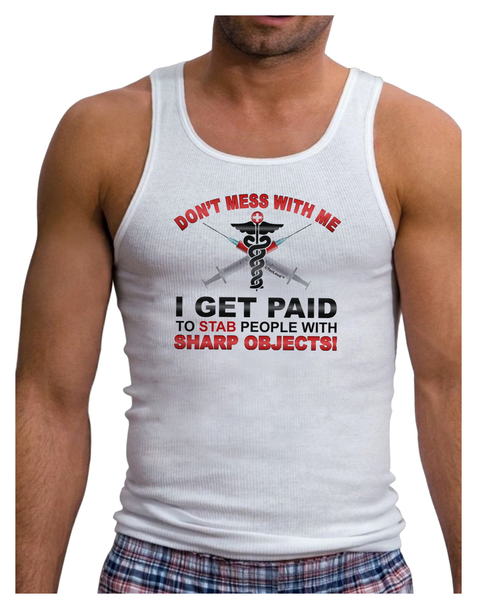 Nurse - Don't Mess With Me Mens Ribbed Tank Top-Mens Ribbed Tank Top-TooLoud-White-Small-Davson Sales