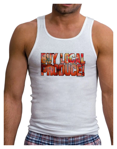 Buy Local Produce Tomatoes Text Mens Ribbed Tank Top-Mens Ribbed Tank Top-TooLoud-White-Small-Davson Sales