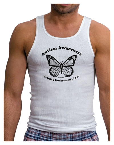 Autism Awareness - Puzzle Piece Butterfly 2 Mens Ribbed Tank Top-Mens Ribbed Tank Top-TooLoud-White-Small-Davson Sales