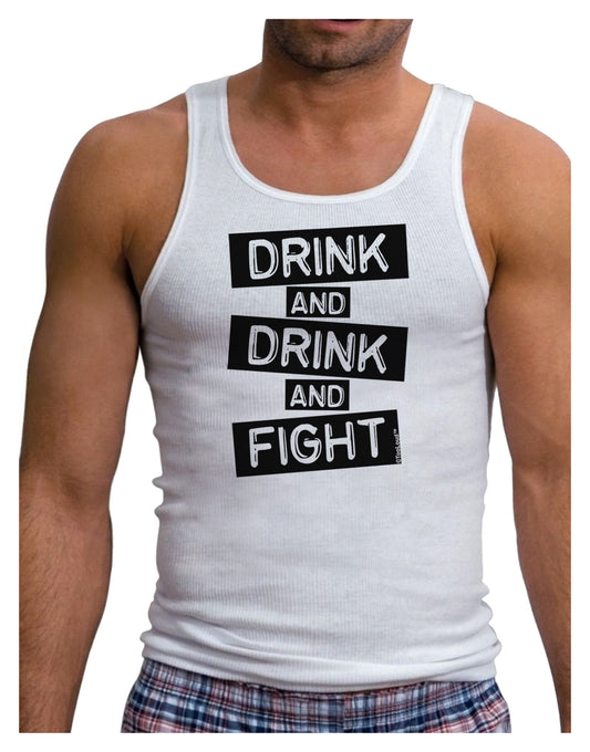 Drink and Drink and Fight Mens Ribbed Tank Top-Mens Ribbed Tank Top-TooLoud-White-Small-Davson Sales