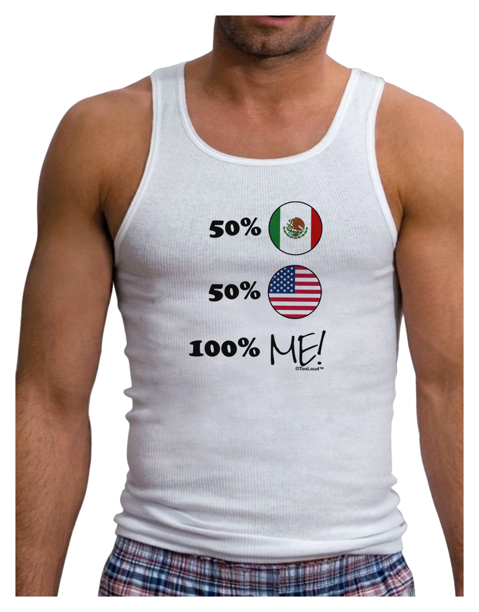 Mexican American 100 Percent Me Mens Ribbed Tank Top-Mens Ribbed Tank Top-TooLoud-White-Small-Davson Sales