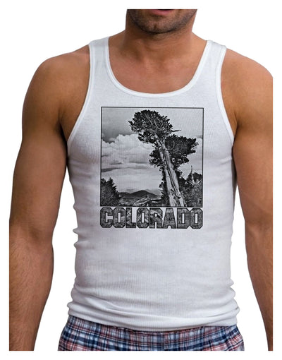 Colorado Landscape Text BW Mens Ribbed Tank Top-Mens Ribbed Tank Top-TooLoud-White-Small-Davson Sales