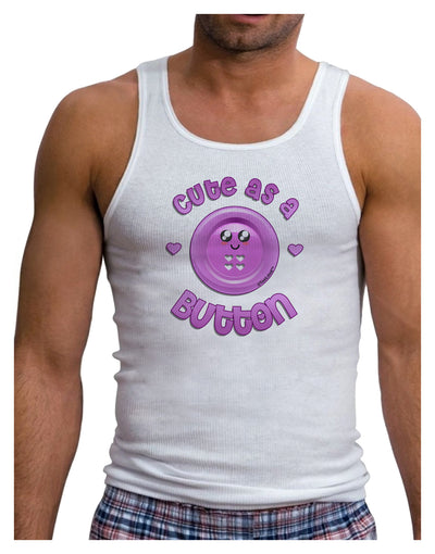 Cute As A Button Smiley Face Mens Ribbed Tank Top-Mens Ribbed Tank Top-TooLoud-White-Small-Davson Sales