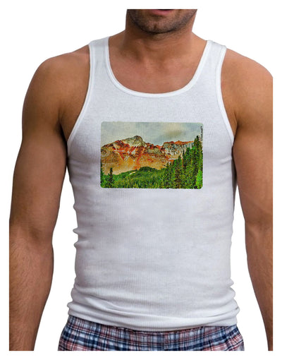 Colorado Forrest Watercolor Mens Ribbed Tank Top-Mens Ribbed Tank Top-TooLoud-White-Small-Davson Sales