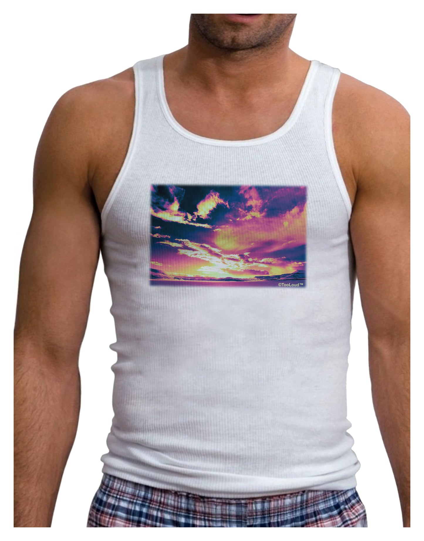 Blue Mesa Reservoir Surreal Mens Ribbed Tank Top-Mens Ribbed Tank Top-TooLoud-White-Small-Davson Sales