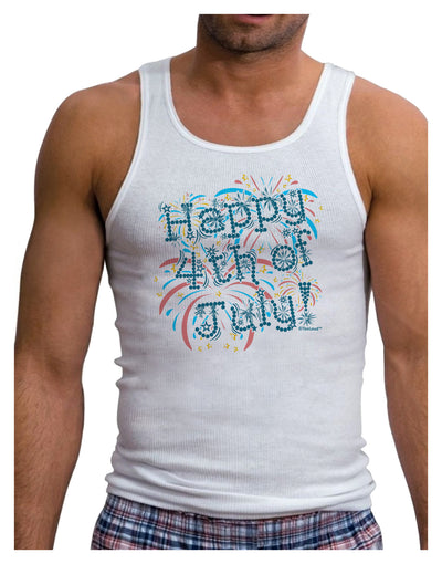 Happy 4th of July - Fireworks Design Mens Ribbed Tank Top-Mens Ribbed Tank Top-TooLoud-White-Small-Davson Sales