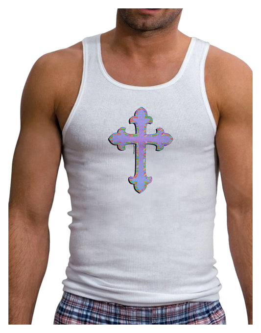 Easter Color Cross Mens Ribbed Tank Top-Mens Ribbed Tank Top-TooLoud-White-Small-Davson Sales