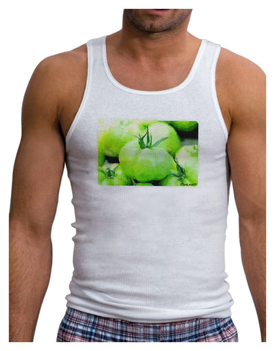 Watercolor Green Tomatoes Mens Ribbed Tank Top-Mens Ribbed Tank Top-TooLoud-White-Small-Davson Sales