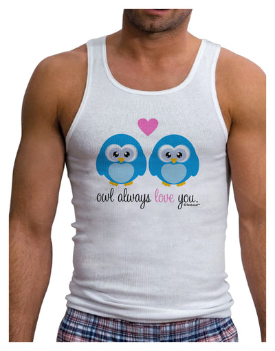 Owl Always Love You - Blue Owls Mens Ribbed Tank Top by TooLoud-Mens Ribbed Tank Top-TooLoud-White-Small-Davson Sales