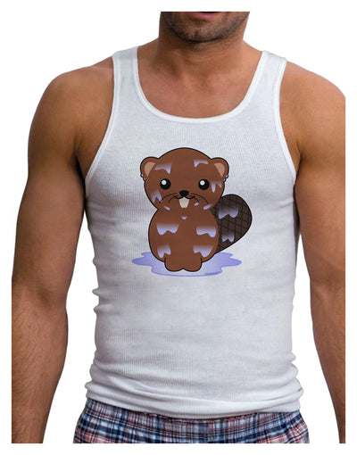 Cute Wet Beaver Mens Ribbed Tank Top-Mens Ribbed Tank Top-TooLoud-White-Small-Davson Sales