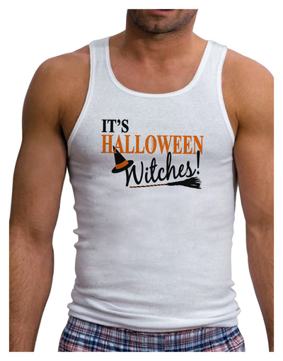 It's Halloween Witches Hat Mens Ribbed Tank Top-Mens Ribbed Tank Top-TooLoud-White-Small-Davson Sales