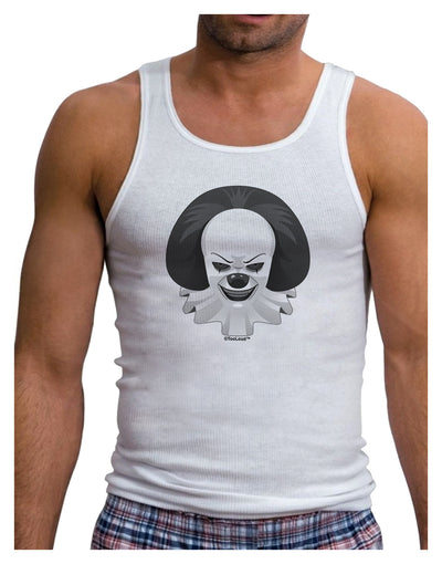 Scary Clown Grayscale Mens Ribbed Tank Top-Mens Ribbed Tank Top-TooLoud-White-Small-Davson Sales