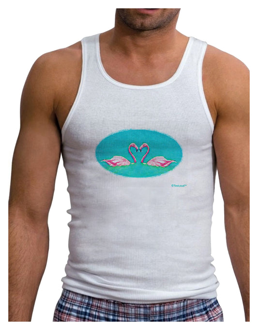 Love Birds - Flamingos Watercolor Mens Ribbed Tank Top-Mens Ribbed Tank Top-TooLoud-White-Small-Davson Sales