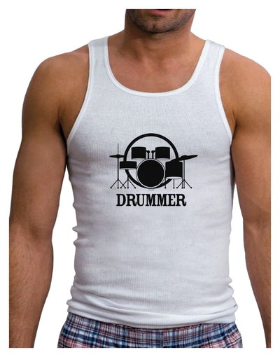 Drummer Mens Ribbed Tank Top-Mens Ribbed Tank Top-TooLoud-White-Small-Davson Sales