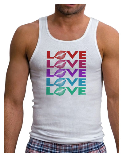 Colorful Love Kisses Mens Ribbed Tank Top-Mens Ribbed Tank Top-TooLoud-White-Small-Davson Sales