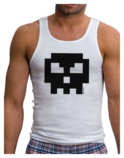 Retro 8-Bit Skull Mens Ribbed Tank Top-Mens Ribbed Tank Top-TooLoud-White-Small-Davson Sales