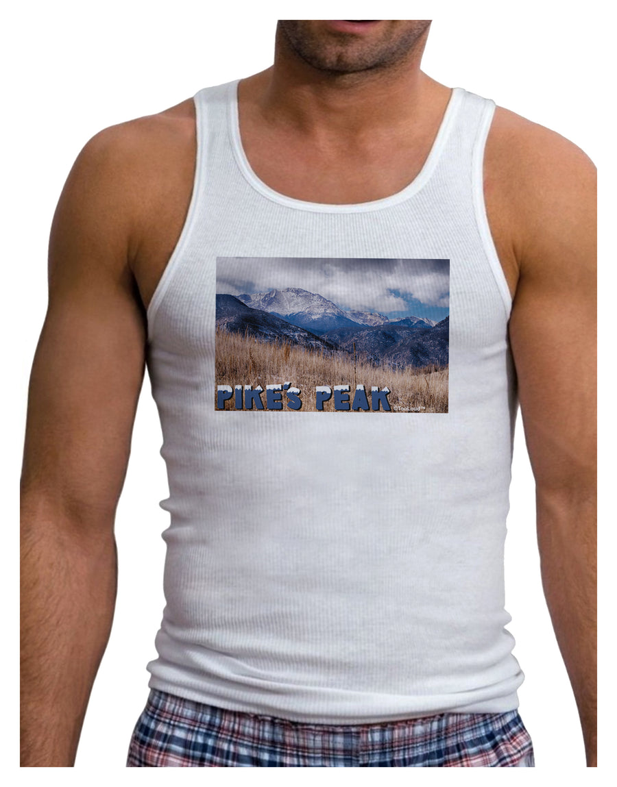 Pikes Peak CO Mountains Text Mens Ribbed Tank Top by TooLoud-Mens Ribbed Tank Top-TooLoud-White-Small-Davson Sales