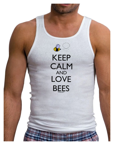 Keep Calm and Love Bees Color Mens Ribbed Tank Top-Mens Ribbed Tank Top-TooLoud-White-Small-Davson Sales