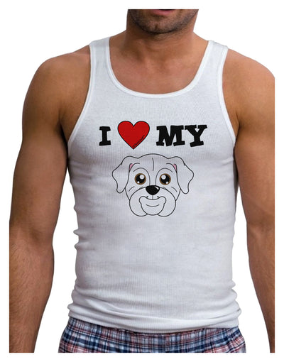 I Heart My - Cute Bulldog - White Mens Ribbed Tank Top by TooLoud-Mens Ribbed Tank Top-TooLoud-White-Small-Davson Sales