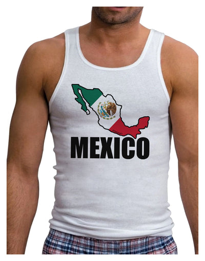 Mexico Outline - Mexican Flag - Mexico Text Mens Ribbed Tank Top by TooLoud-Mens Ribbed Tank Top-TooLoud-White-Small-Davson Sales
