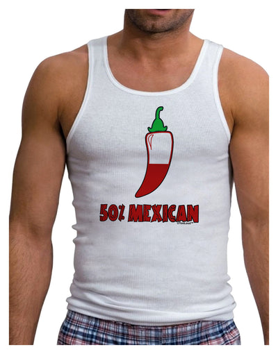 Fifty Percent Mexican Mens Ribbed Tank Top-Mens Ribbed Tank Top-TooLoud-White-Small-Davson Sales