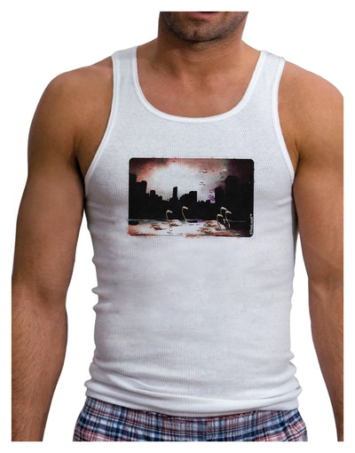 Nighttime Flamingos Mens Ribbed Tank Top-Mens Ribbed Tank Top-TooLoud-White-Small-Davson Sales